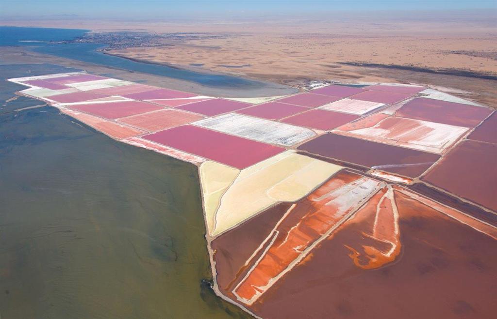 Areal View of Walvis Bay Salt Pans and Lagoon